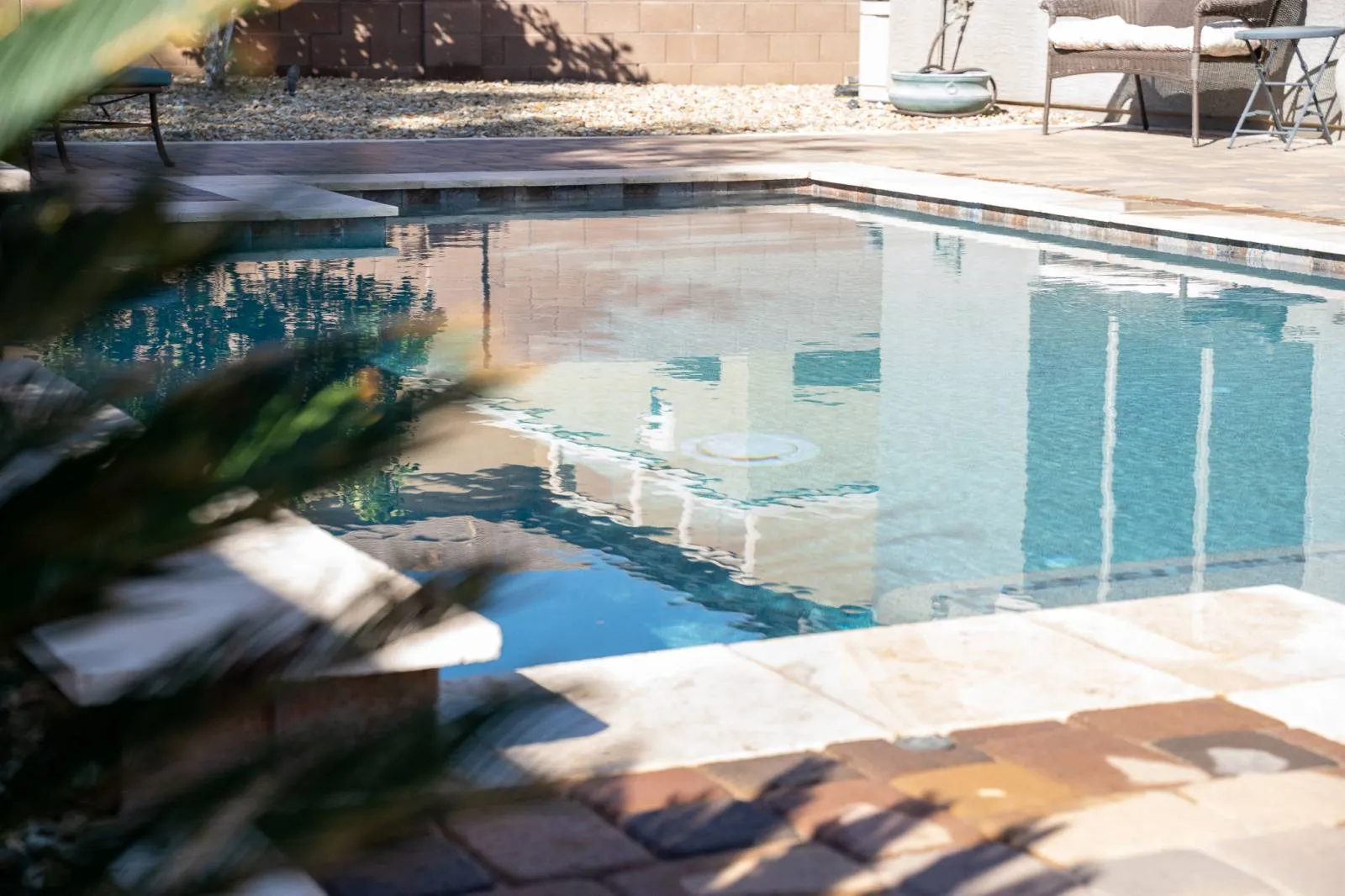Arizona backyard pool with mountain view